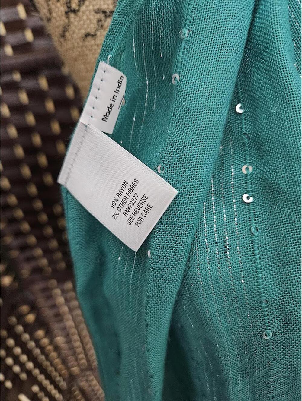 Teal Sparkly Scarf Shimmer Lightweight Fairycore Mermaid Boho - Picture 4 of 4